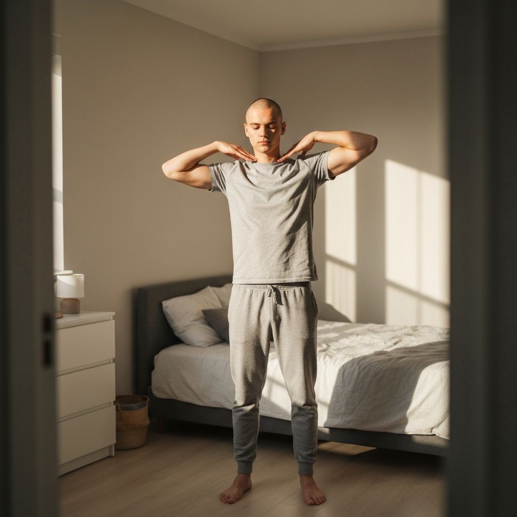 Neck and shoulder stretching demonstration